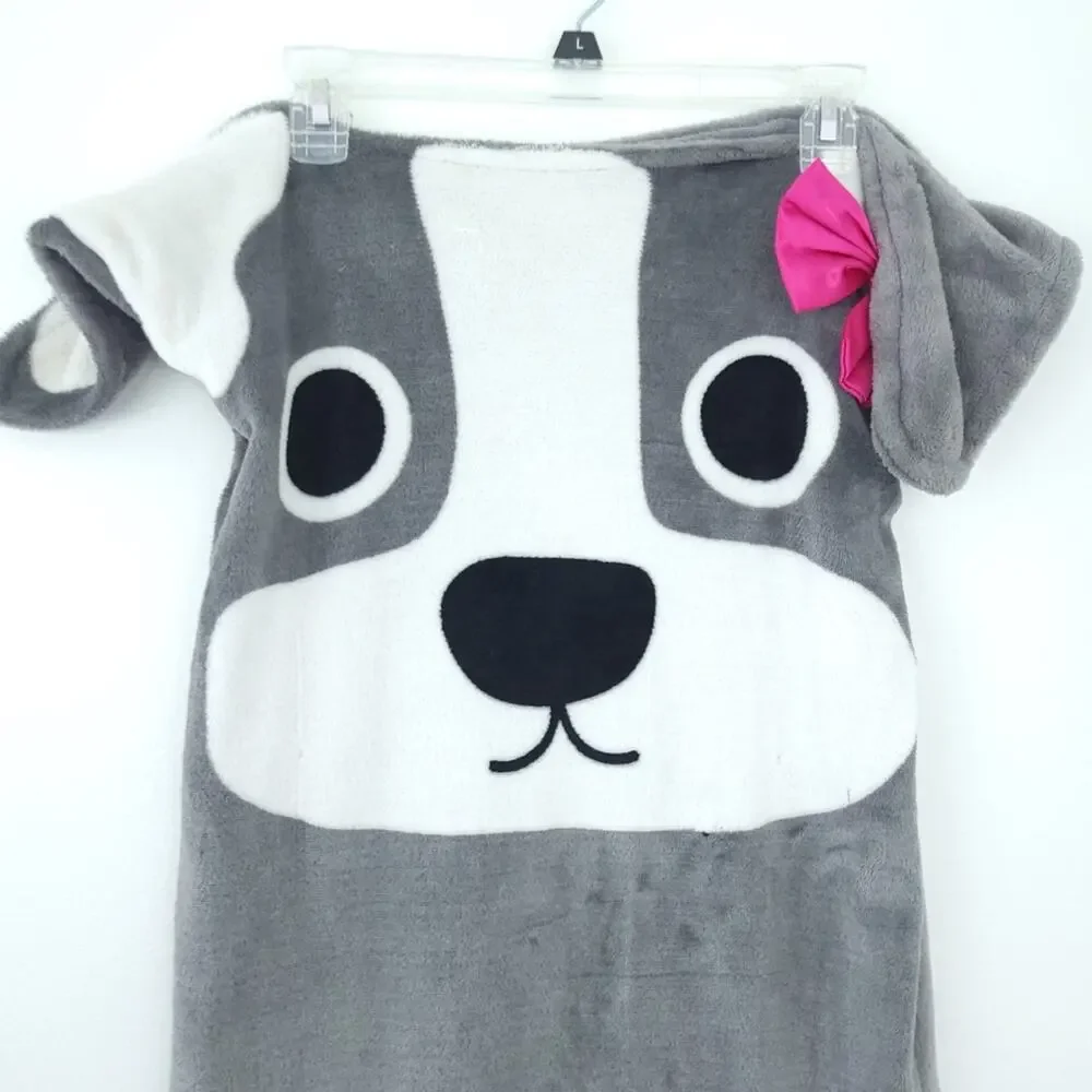 Dog Kids Sleeping Bag Sack Soft Fleece Boys Girls Dog with Pink Bow Home Item
